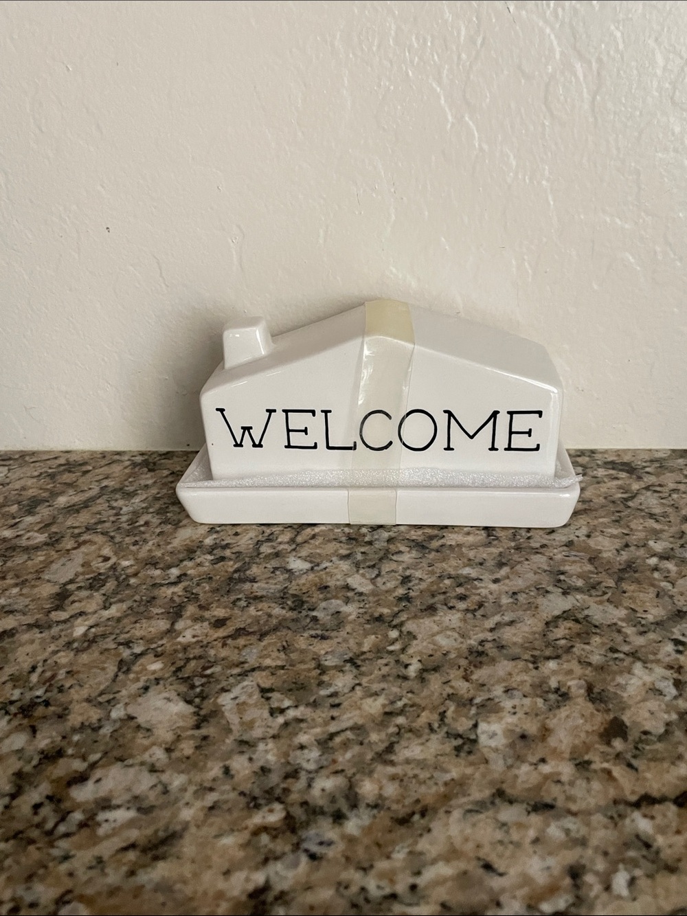 Covered  “WELCOME” House Shaped Butter Keeper